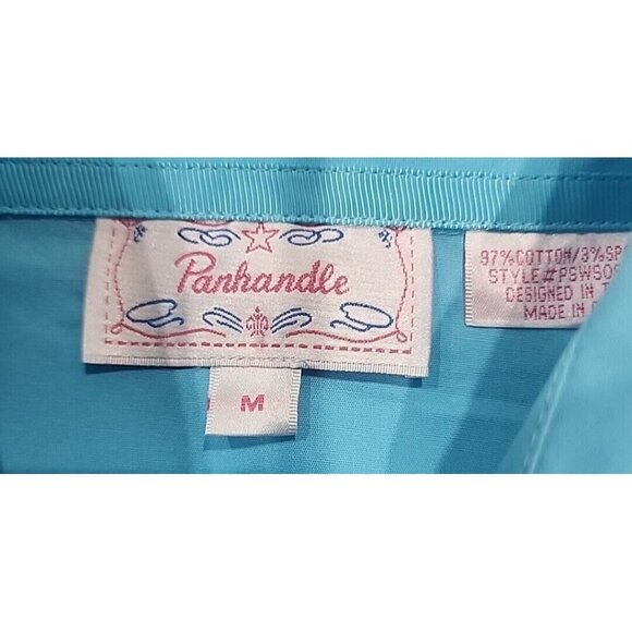 Panhandle Solid Pearlized Snap Turquoise Western Shirt Rodeo Women's Medium - Picture 10 of 13